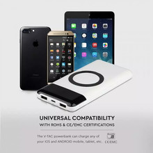 SKU 8906 Външна Батерия Безжично Зареждане USB C+B 10К Mah Бяла с марка V-TAC