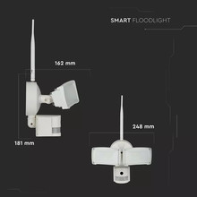 LED Прожектор с камера и сензор с WIFI 18W 6000К  Бяло Тяло SKU 5745 V-TAC