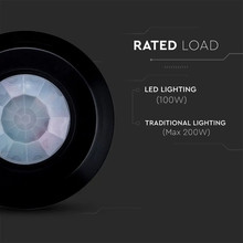 SKU 6607 Инфраред Датчик За Движение Таван Черен 360° Мини с марка V-TAC