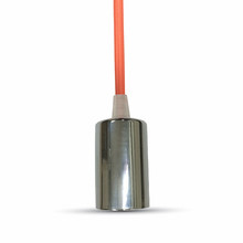 Chrome Metal Cup Pendant Light Orange