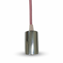 Chrome Metal Cup Pendant Light Pink