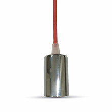 Chrome Metal Cup Pendant Light Red