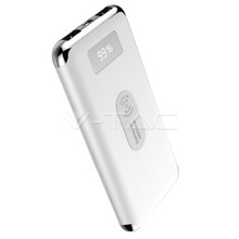 SKU 8854 Външна Батерия Със Дисплей И Безжично Зареждане 10000 ma/H Бяла с марка V-TAC