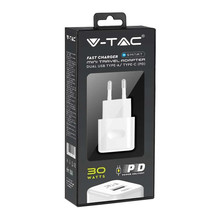 SKU 6680 30W Заряден Адаптер 1PD + 1QC Порт Бял с марка V-TAC