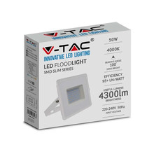 LED Прожектор 50W 4000K Е-Series Бяло Тяло SKU 215962 V-TAC