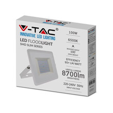 LED Прожектор 100W 6500K Е-Series Бяло Тяло SKU 215969 V-TAC