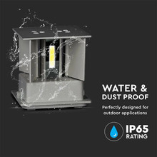 Аплик за стена 5W 3000К IP65 Сиво Тяло Квадрат SKU 217080 V-TAC