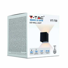 Аплик за стена 5W 4000K IP65 Черно Тяло Квадрат SKU 217087 V-TAC