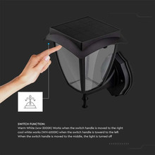 2W LED Соларна Наземна Лампа Черен Мат 3000К+6000К SKU 2892 V-TAC