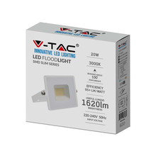 LED Прожектор 20W 3000K Е-Series G2 Бяло Тяло SKU 215949 V-TAC