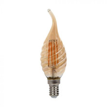LED Bulb - 4W Filament E14 Amber Cover Candle Tip 2200K