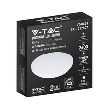 Плафон за таван 24W 3 в 1 сменяем спектър Мат SKU 217607 V-TAC