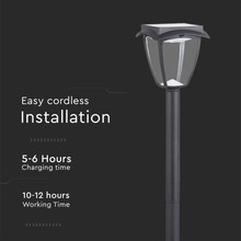 2W LED Соларна Наземна Лампа Черен Мат 3в1 SKU 2891 V-TAC