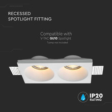 Луничка за таван 2xGU10 Гипс Кръг Бяла SKU 6762 V-TAC