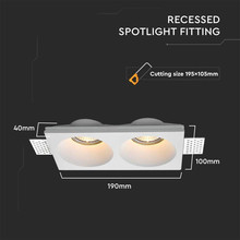 Луничка за таван 2xGU10 Гипс Кръг Бяла SKU 6762 V-TAC