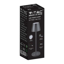 2W LED Настолна Лампа 4400mA Батерия Черно Тяло IP54 3000K SKU 7652 V-TAC