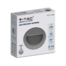 LED Осветление За Стъпала 2W 3000K Кръг Сиво Тяло SKU 211319 V-TAC