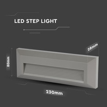 LED Осветление За Стъпала 3W 3000K Кръг Сиво Тяло SKU 211331 V-TAC