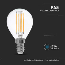 LED Bulb - 4W Filament  E14 P45 Clear Cover 3000K