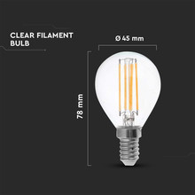 LED Bulb - 4W Filament  E14 P45 Clear Cover 3000K