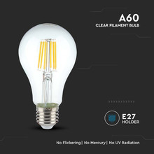 LED Крушка E27 10W 3000K Филамент A60 SKU 214410 V-TAC