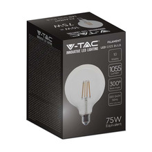 LED Bulb - 10W Filament  E27 G125 Clear Cover  6400K