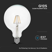 LED Bulb - 10W Filament  E27 G125 Clear Cover  6400K