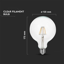 LED Bulb - 10W Filament  E27 G125 Clear Cover  6400K