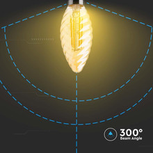 LED Bulb - 4W Filament E14 Amber Cover Candle Twist 2200K