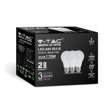 LED Крушка E27 10.5W 3000K A60 сет от 3 броя SKU 217352 V-TAC