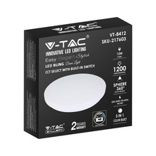 12W LED Плафон Мат Ф300 3в1 Сменяем Спектър SKU 217603 V-TAC