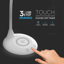 LED Настолна Лампа с безжично зарядно за GSM 4W 3 в 1 Сменяем Спектър Бяла Кръгла Основа SKU 218605 V-TAC