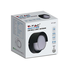 Аплик за стена 7W 3000К Черна Кръгла Полу Периферия SKU 218609 V-TAC