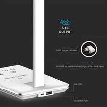 LED Настолна Лампа с безжично зарядно за GSM 4W 3 в 1 Сменяем Спектър Бяла Правоъгълна Основа SKU 218601 V-TAC