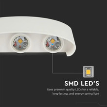 LED Стенна Лампа 6W 3000К IP54 Пясъчно Бяло Тяло SKU 218613 V-TAC