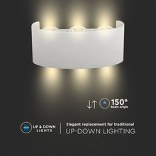 LED Стенна Лампа 6W 3000К IP54 Пясъчно Бяло Тяло SKU 218613 V-TAC