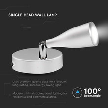 Аплик за стена 4.5W 4000К Спот Бяла SKU 218264 V-TAC