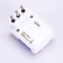 SKU 8831 16A-ADAPTOR PLUG WITH LIGHTED SWITCH-3 WAYS-WHITE с марка V-TAC