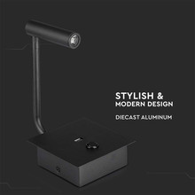 Аплик за стена за Спалня 3W 3000К С Ключ и USB Бяла SKU 211487 V-TAC