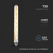 LED Крушка Е27 7W 2200К T30 Филамент Кехлибар SKU 217144 V-TAC