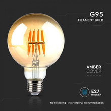 LED Bulb - 8W Filament  E27 G95 Amber 2200K