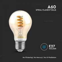 LED Крушка E27 4W 1800K A60 Филамент Кехлибар SKU 217335 V-TAC