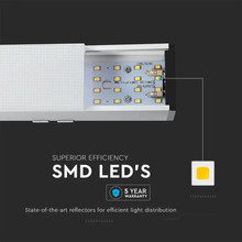 LED Линейно Осветление SAMSUNG ЧИП - 40W Висящо Бяло Тяло 4000К 1200x50x65mm SKU 21383 V-TAC