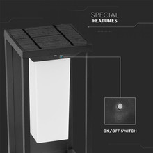 2W Соларна Стенна SAMSUNG ЧИП Сива 3000K SKU 21784 V-TAC