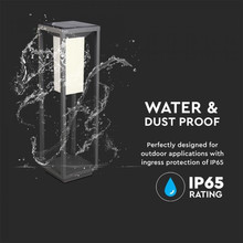 2W LED Solar Bollard Light SAMSUNG CHIP Grey Body 3000K