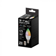LED Крушка Е14 4.8W RGB+4000K Димираща с Дистанционно SKU 2929 V-TAC