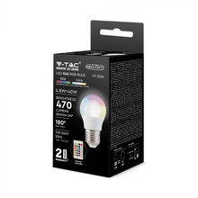 LED Крушка E27 4.8W G45 RGB + 3000K Димираща s Дистанционно SKU 3028 V-TAC