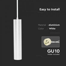 1*GU10 Hanging Pendant White D:60*300MM
