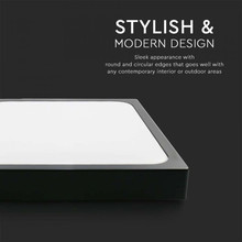 Плафон за таван 24W 4000К IP44 Квадрат Черна Рамка SKU 7646 V-TAC