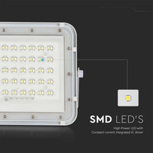 10W LED Соларен Прожектор 6400K Сменяема Батерия Бяло Тяло SKU 7841 V-TAC